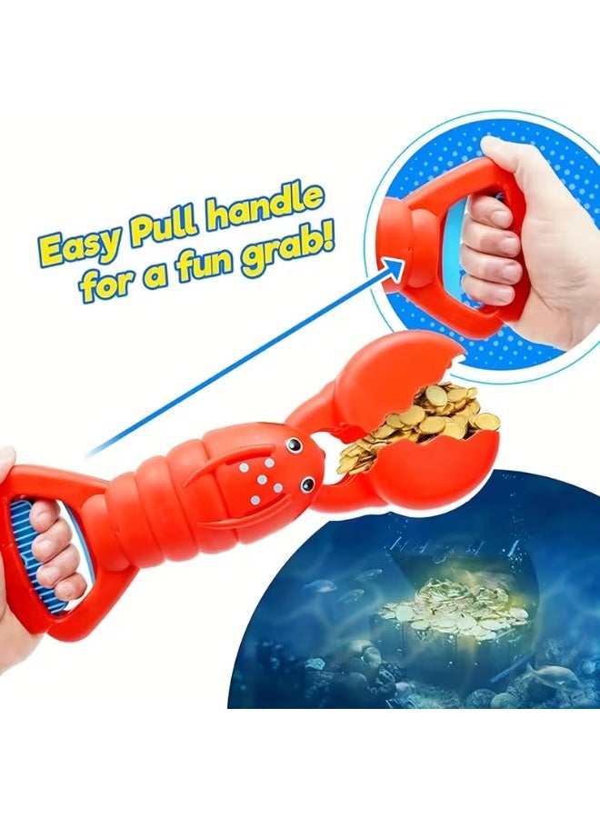 Goolsky Summer Kids Beach Toys, Lobster Dinosaur Toy Claw, Boys and Girls Crab Leg Mechanical Hand, Seaside Sand Digging Shovel with Triceratops, Crab, Lobster, Hippo, Sand Play, Outdoor Games, Fun Design, Interactive Toy, Durable Plastic, Lightweight Toy - Image 4