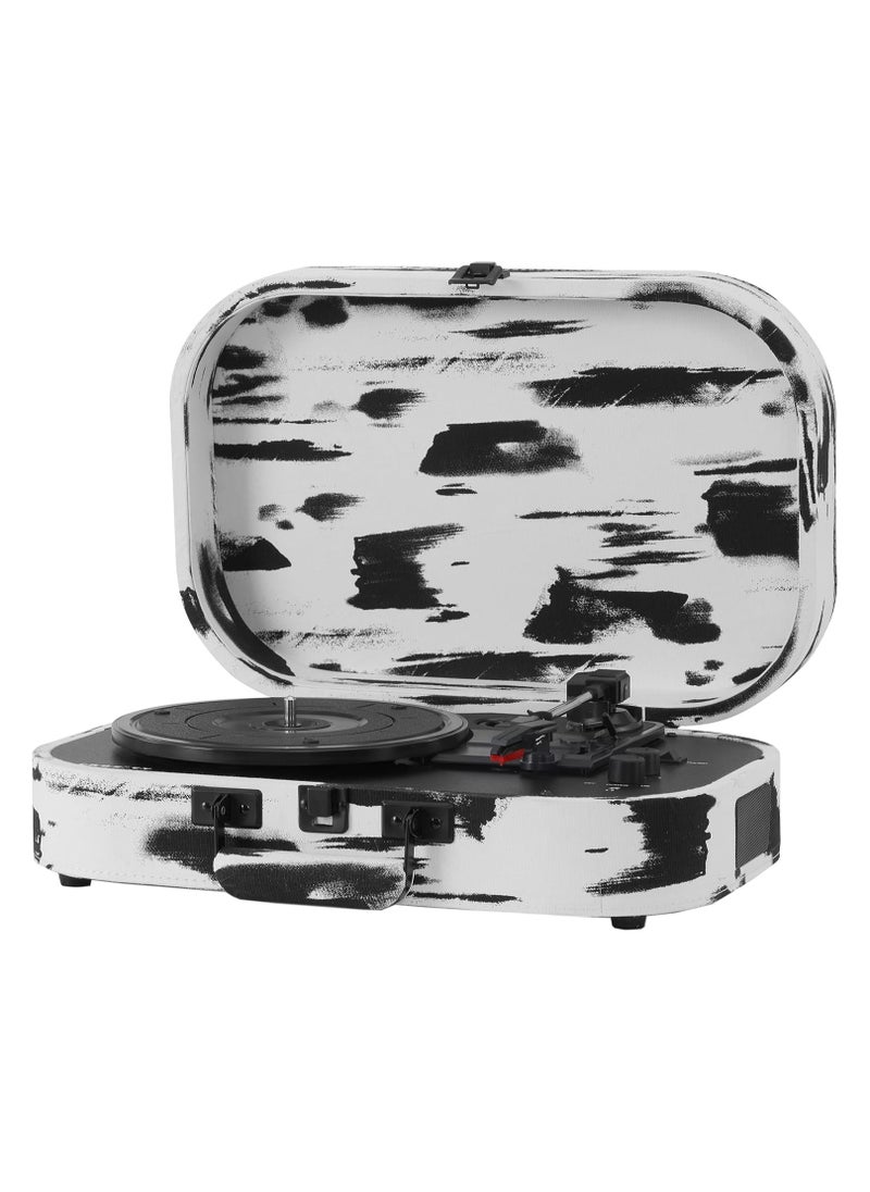 Crosley - Crosley CR8009B-BW Discovery Vintage Bluetooth in/Out 3-Speed Belt-Driven Suitcase Vinyl Record Player Turntable, Black & White - Image 1