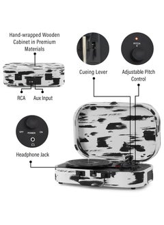 Crosley Crosley CR8009B-BW Discovery Vintage Bluetooth in/Out 3-Speed Belt-Driven Suitcase Vinyl Record Player Turntable, Black & White  - Image 4