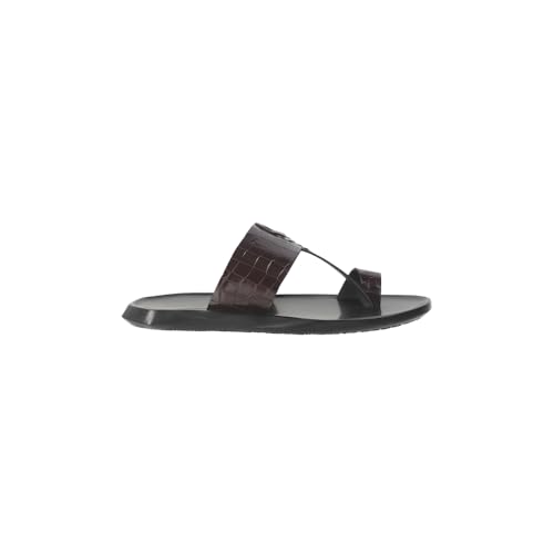 Mochi Men Brown Patent Leather Kolhapuri Ethnic Chappal UK/8 EU/42 (16-984) - Image 4