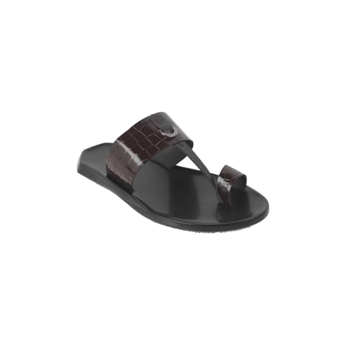 Mochi Men Brown Patent Leather Kolhapuri Ethnic Chappal UK/8 EU/42 (16-984) - Image 3