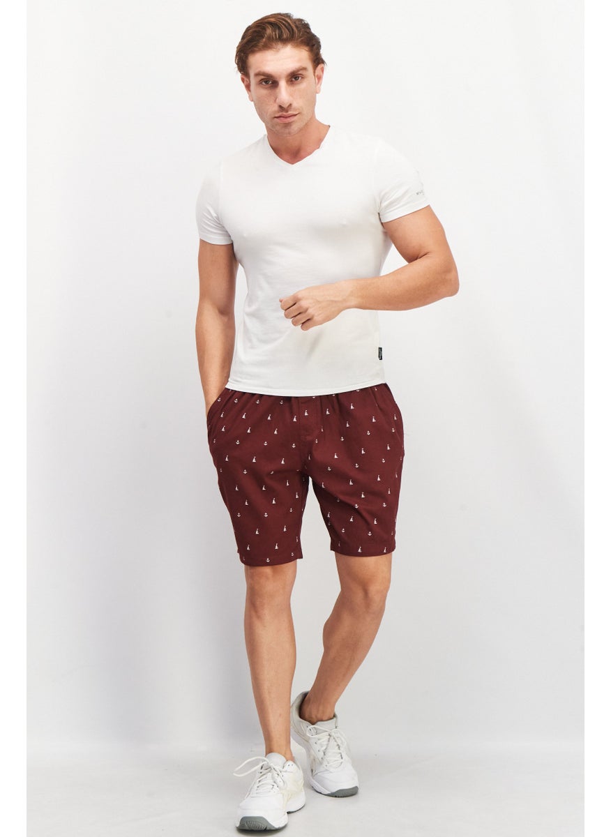 Beach Bros Men Allover Print Chino Shorts, Maroon  - Image 3