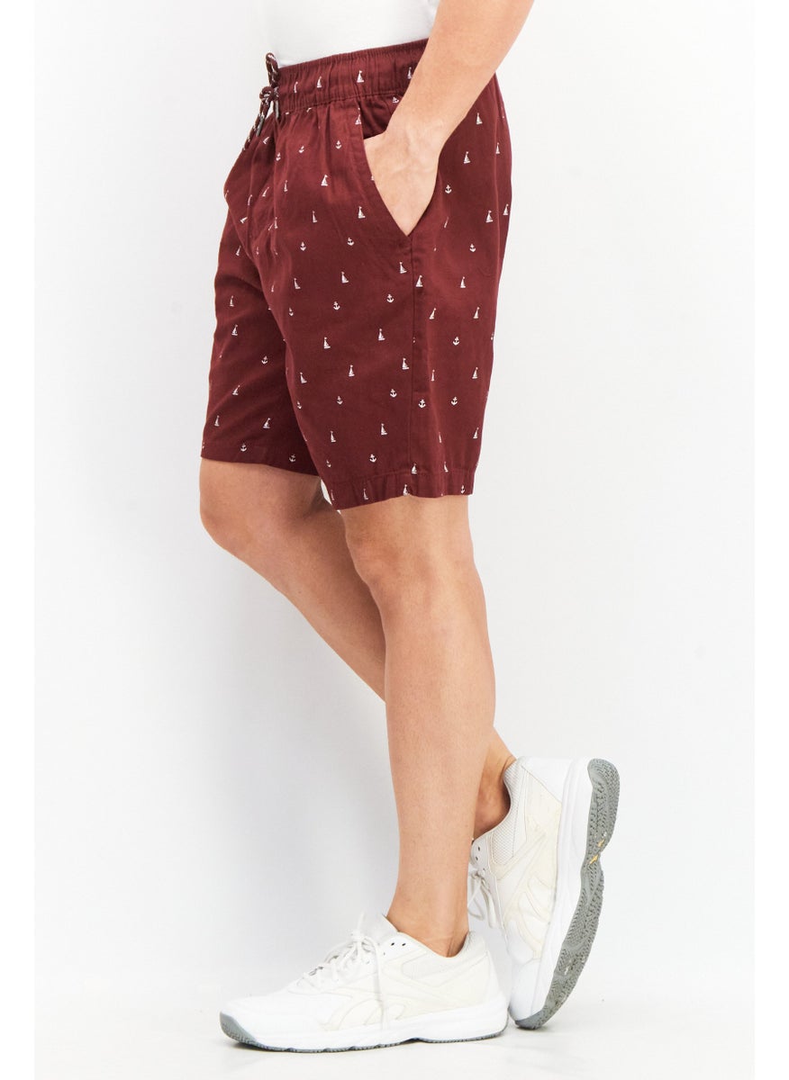 Beach Bros Men Allover Print Chino Shorts, Maroon  - Image 2