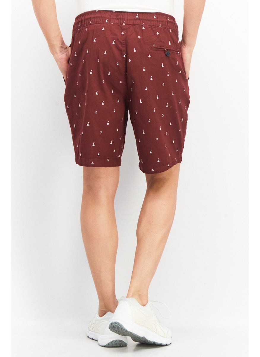 Beach Bros Men Allover Print Chino Shorts, Maroon  - Image 4