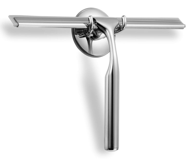 Ettori Shower Squeegee Clear Glass Wall Cleaner Stainless Steel with Suction Storage Hook -10'', Chrome - Image 1