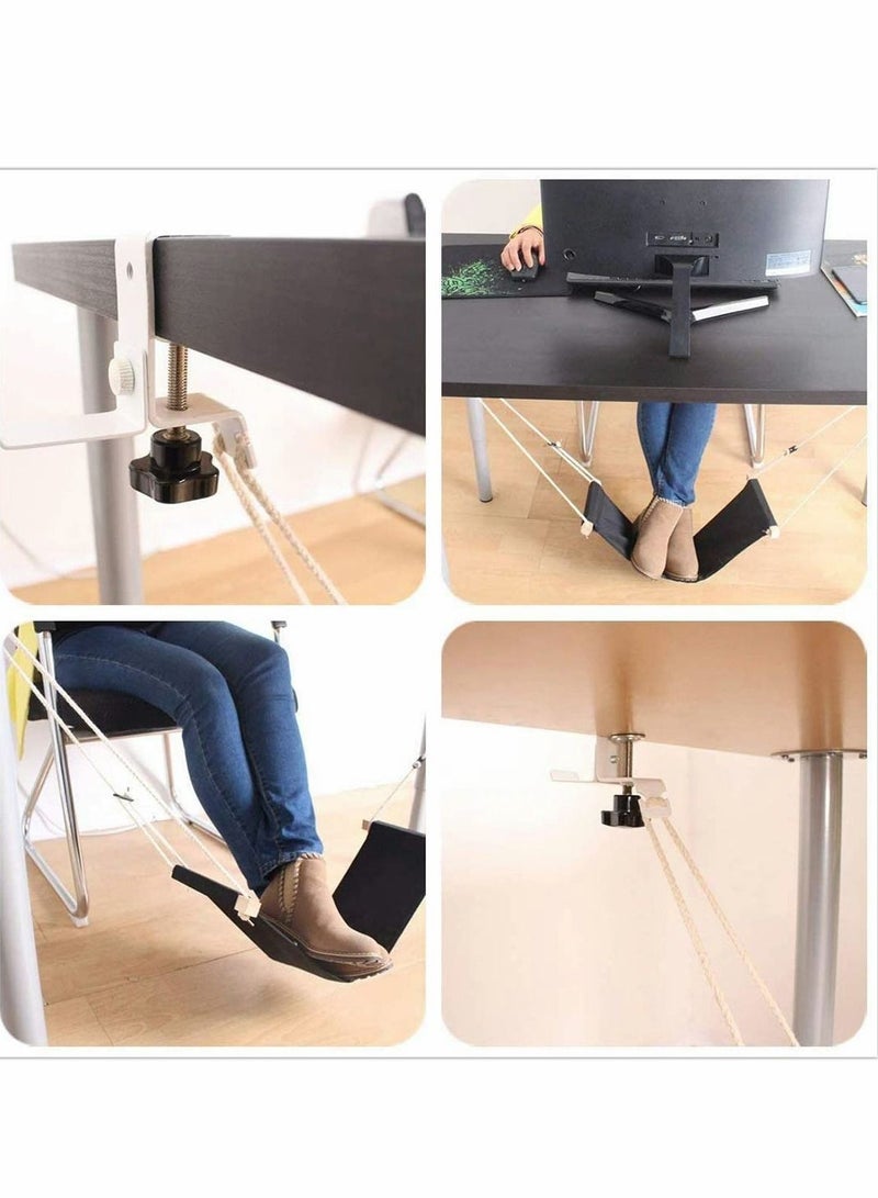 Y&D Foot Hammock Ergonomic Rest Portable Adjustable Desk Stand for Home Office with Headphones Holder Black Height Flight Carry on Wrap  - Image 4