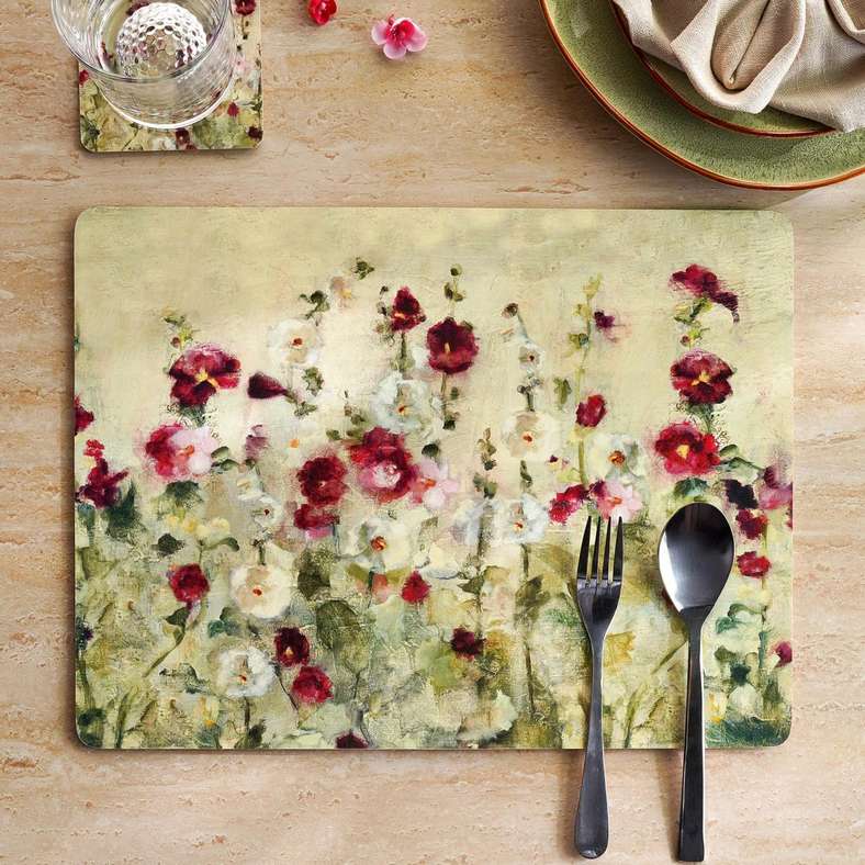 Pan Home طقم حصائر طاولة من الفلين للحديقة - بورجوندي - Image 1