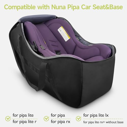 YOREPEK Infant Car Seat Travel Bag Compatible with Nuna Pipa Car Seat and Base, Fits for Doona Car Seat without Base, Padded Carseat Cover for Airplane Travel, Car Seat Bags for Air Travel, All Black - Image 2