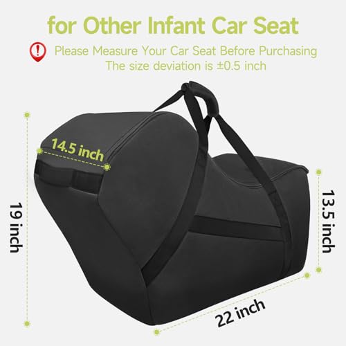 YOREPEK Infant Car Seat Travel Bag Compatible with Nuna Pipa Car Seat and Base, Fits for Doona Car Seat without Base, Padded Carseat Cover for Airplane Travel, Car Seat Bags for Air Travel, All Black - Image 4
