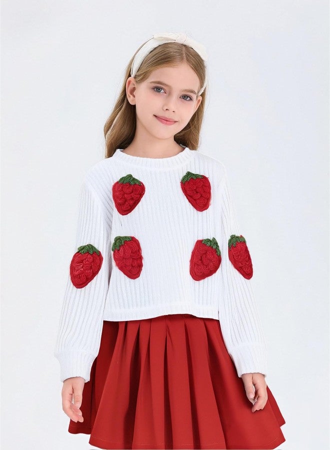 Renotemy Toddler Baby Girl Fall Winter Skirt Set Sweatshirt Pleated A-Line Dress Little Girls Clothes 2-Piece Outfits 18M-6T, Strawberry, 2-3 Years - Image 3