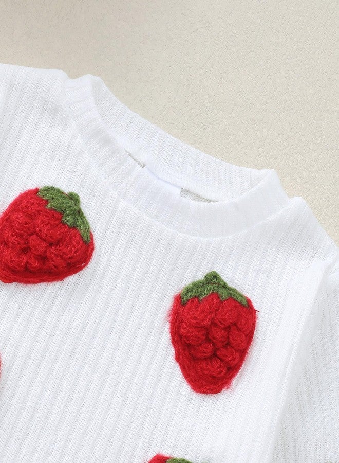 Renotemy Toddler Baby Girl Fall Winter Skirt Set Sweatshirt Pleated A-Line Dress Little Girls Clothes 2-Piece Outfits 18M-6T, Strawberry, 2-3 Years - Image 5