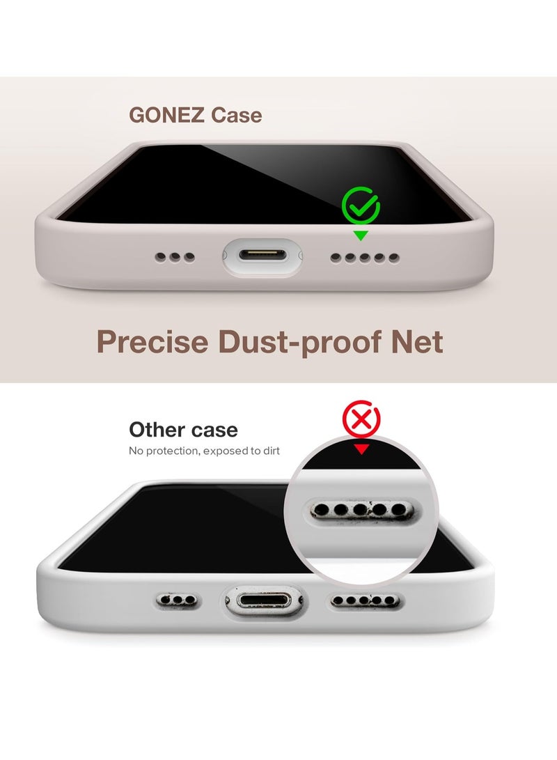 ELTRAZONE  5 in 1 for iPhone 15 Case Magnetic, Compatible with Magsafe, with 2X[Screen Protectors + Camera Lens Proctetors], Slim Full Body Case, Skin-Like Silicone Phone Case 6.1",Stone - Image 5