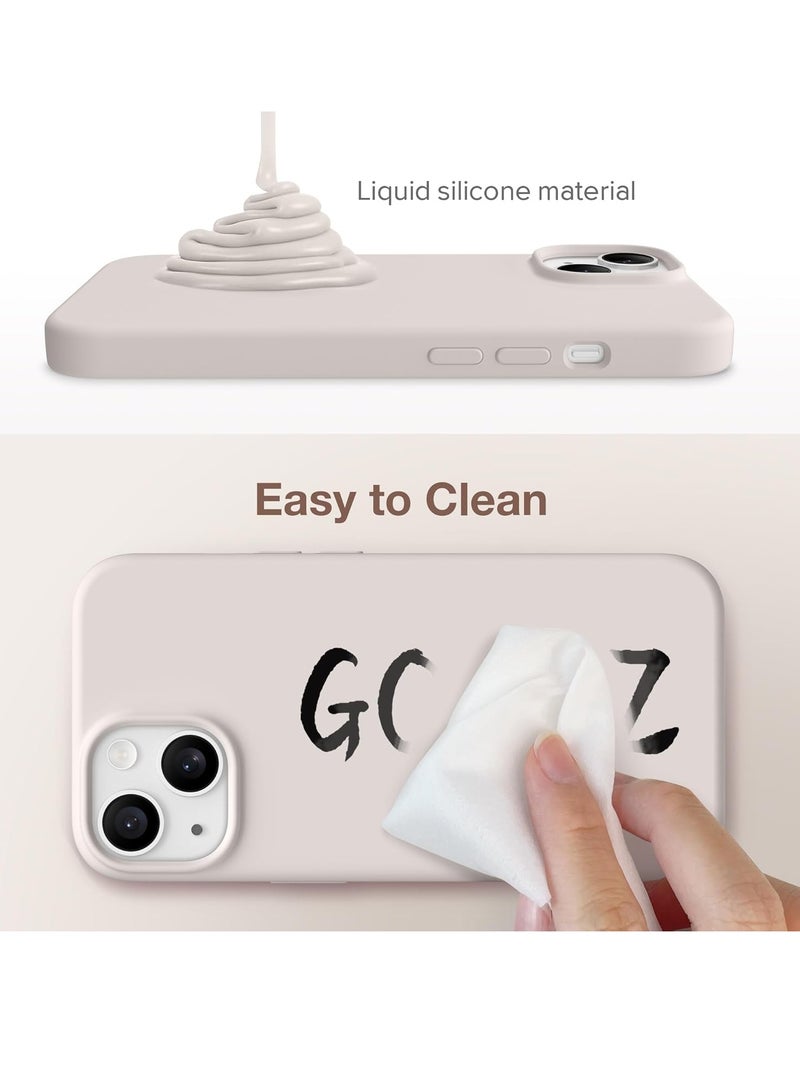 ELTRAZONE  5 in 1 for iPhone 15 Case Magnetic, Compatible with Magsafe, with 2X[Screen Protectors + Camera Lens Proctetors], Slim Full Body Case, Skin-Like Silicone Phone Case 6.1",Stone - Image 4