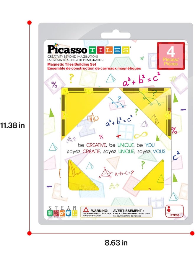 PicassoTiles Picasso Magnetic Tiles Large Square Expansion Pack 4-pieces - Image 5