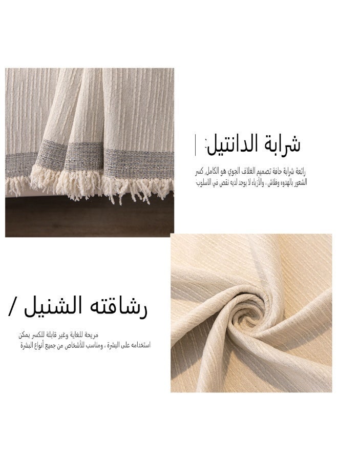 Double Sided Chenille Furniture Sofa Cover Scratch Resistant Wear Resistant, Cloth Couch Protector Towel Slipcover with Tassels for Universal Four Seasons - Image 3