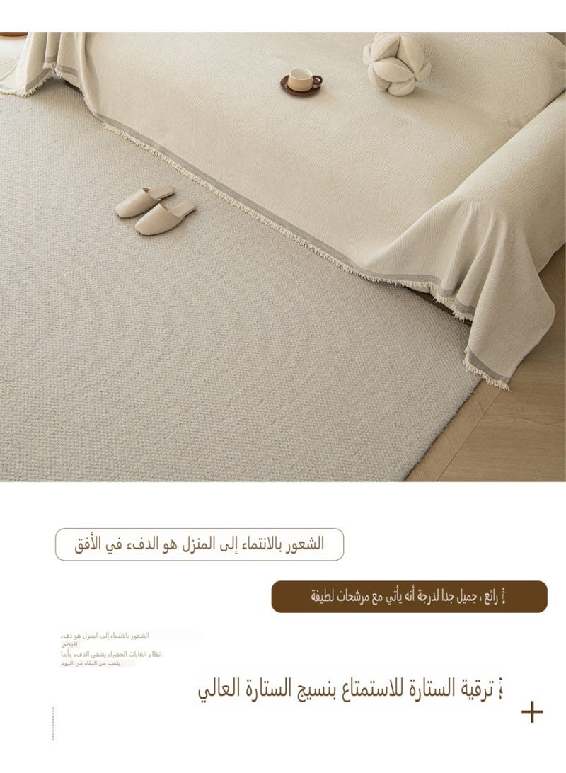 Double Sided Chenille Furniture Sofa Cover Scratch Resistant Wear Resistant, Cloth Couch Protector Towel Slipcover with Tassels for Universal Four Seasons - Image 4