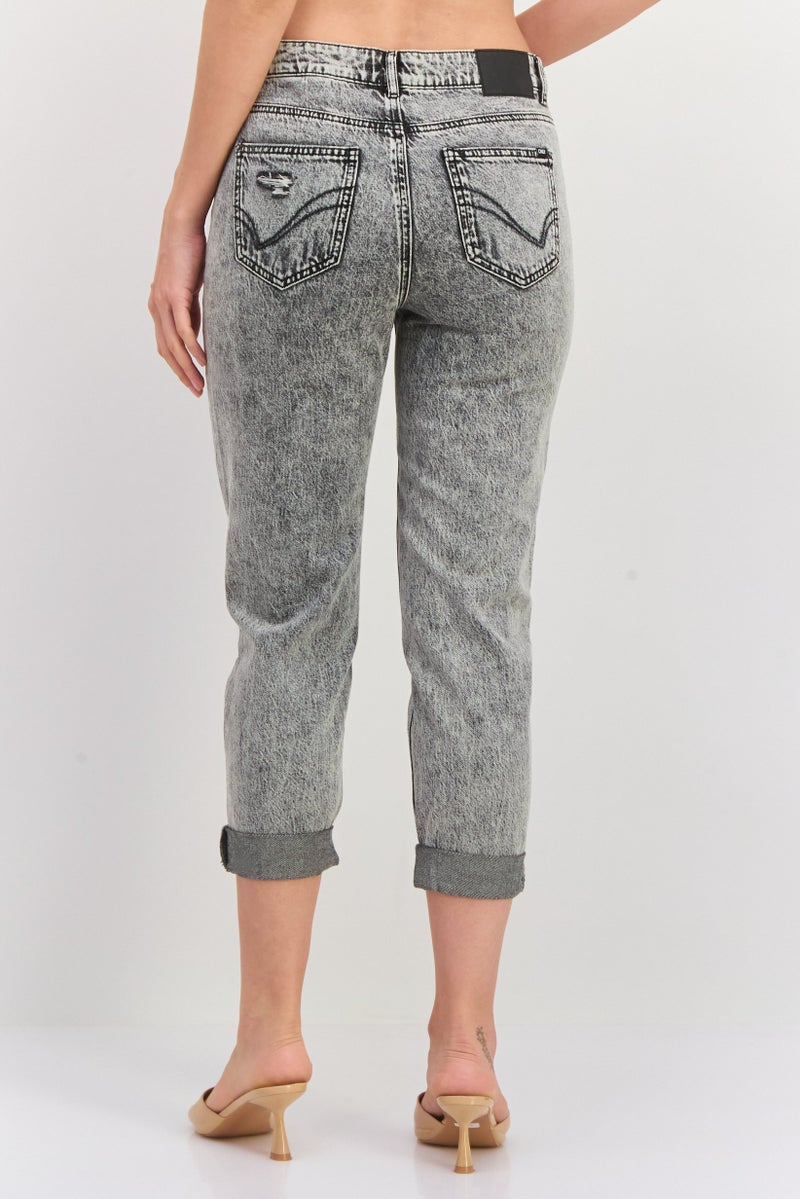 ONLY جينز نسائي بقصة عادية مغسول بدون مرونة، رمادي - Image 2