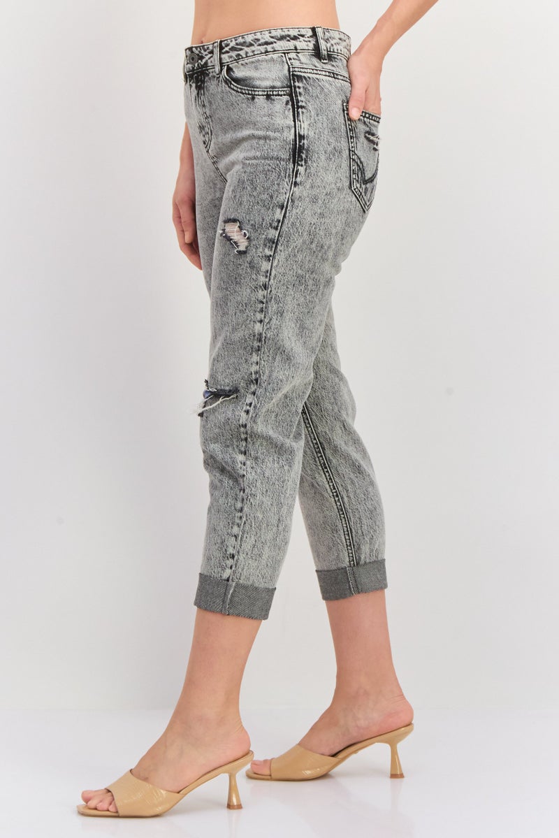 ONLY جينز نسائي بقصة عادية مغسول بدون مرونة، رمادي - Image 4