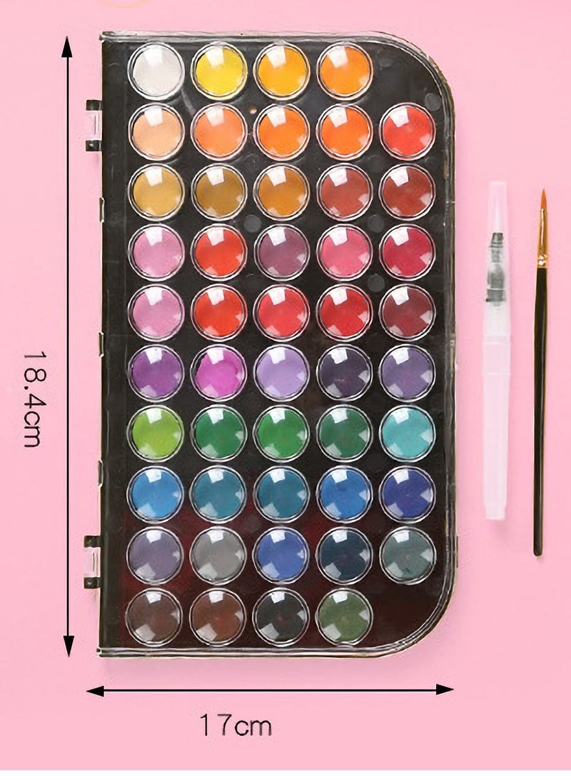 Watercolor Paint Set, 48 Water Colors Kit with 1 Squirrel Brushes, Palette, Pen, Non Toxic Painting Supplies for Kids, Adults, Students, Beginners and Artists - Image 4