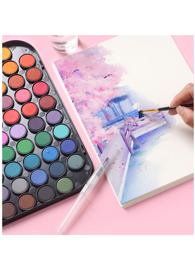 Watercolor Paint Set, 48 Water Colors Kit with 1 Squirrel Brushes, Palette, Pen, Non Toxic Painting Supplies for Kids, Adults, Students, Beginners and Artists - Image 5