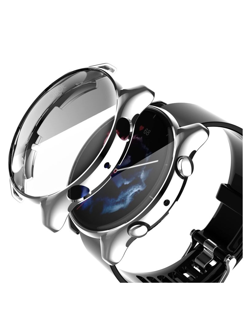 حافظة حماية للشاشة ELMO3EZZ متوافقة مع ساعة Amazfit GTR 3/GTR 3 Pro غطاء ناعم من مادة TPU مقاوم للصدمات وغطاء ممتص للصدمات رفيع (فضي)