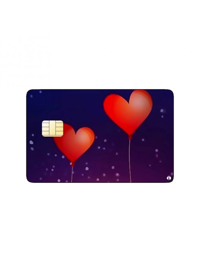 RKN PRINTED BANK CARD STICKER Cute Anime Couple On Swing By Moon With Heart Balloons - Image 1