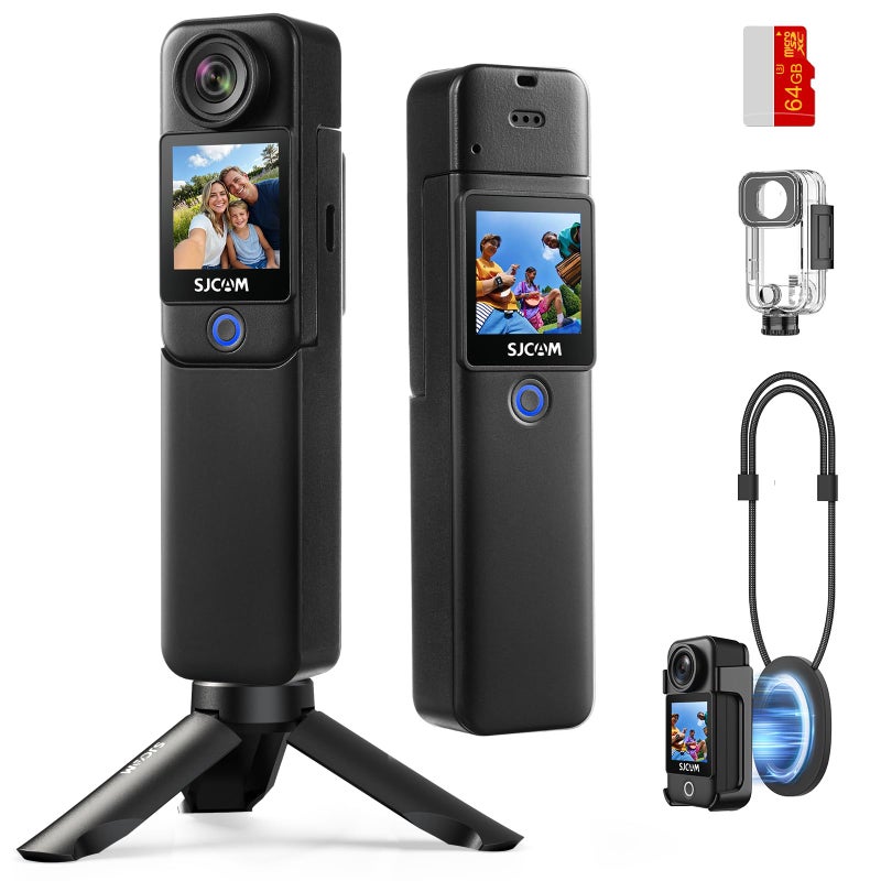 SJCAM كاميرا SJCAM C300 للتدوين (64 جيجابايت)، تصميم مغناطيسي وقابل للفصل باليد، فيديوهات 4K لمنشئي المحتوى وبث يوتيوب، طاقة لمدة 7 ساعات، تثبيت 6 محاور، مقاومة للماء حتى 30 متر، تسجيل فيديوهات السفر - Image 1