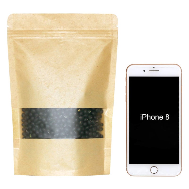 SumDirect Kraft Zip Lock Stand Up Bags Pouches with Notch and Matte Window 5.9x8.6 Inches 5.7oz Pack of 50 - Image 2