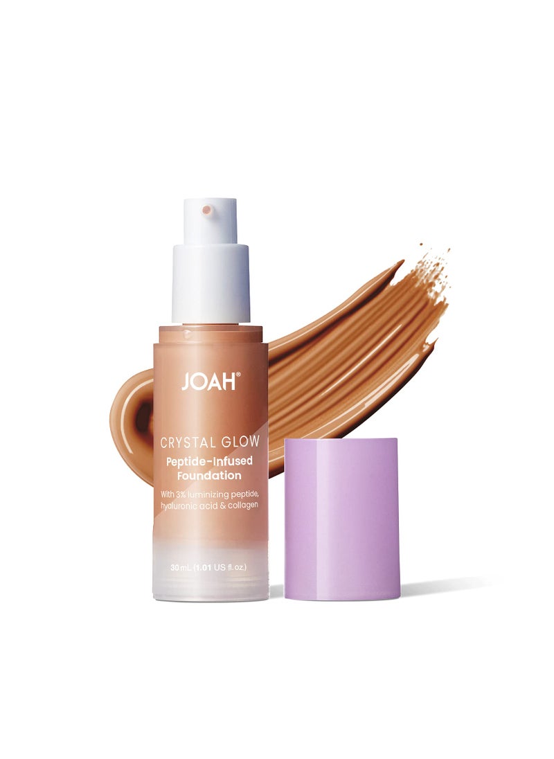 JOAH JOAH Crystal Glow Peptide-Infused Foundation, 2-in-1 Multitasking Korean Makeup with Blurring Face Primer, Luminizer, Hydration & Skin Defense for a Flawless Finish, 1.01 Oz, Tan Neutral 