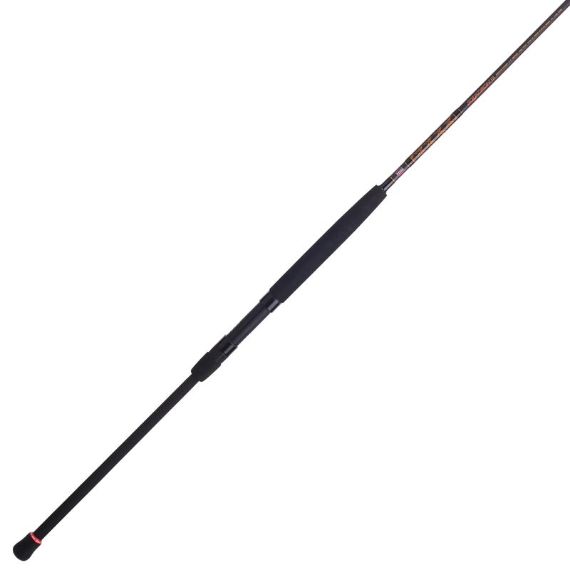 PENN Squadron III 8â€™ Surf Spinning Fishing Rod; 2-Piece, 12-20lb Line Rating, Medium Rod Power, Moderate Fast Action, 3/4-3 oz. Lure Rating, Titanium/Red/Gold - Image 1