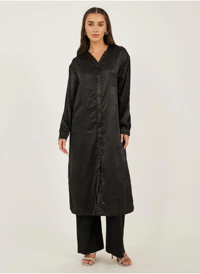 ستايلي Printed Regular Fit Midi Length Buttoned Kimono