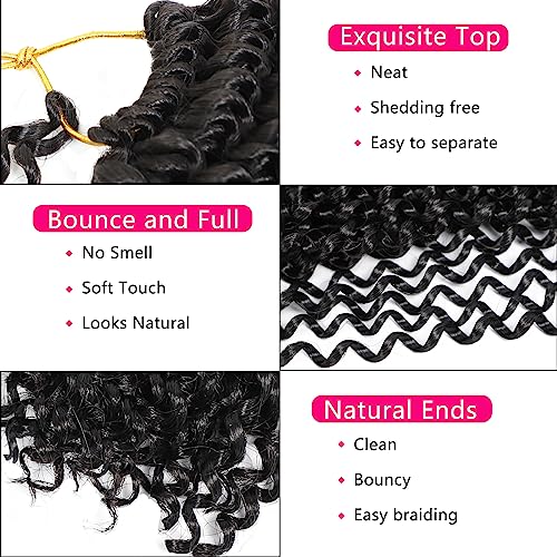 Ahrencan Passion Twist Hair-14 Inch 7 Packs Water Wave Crochet Hair,Black Curly Wrapping Hair For Women Braiding Passion Twist/Butterfly Locs/Spring Twists Crochet Braids(14 Inch, 1B#) - Image 3