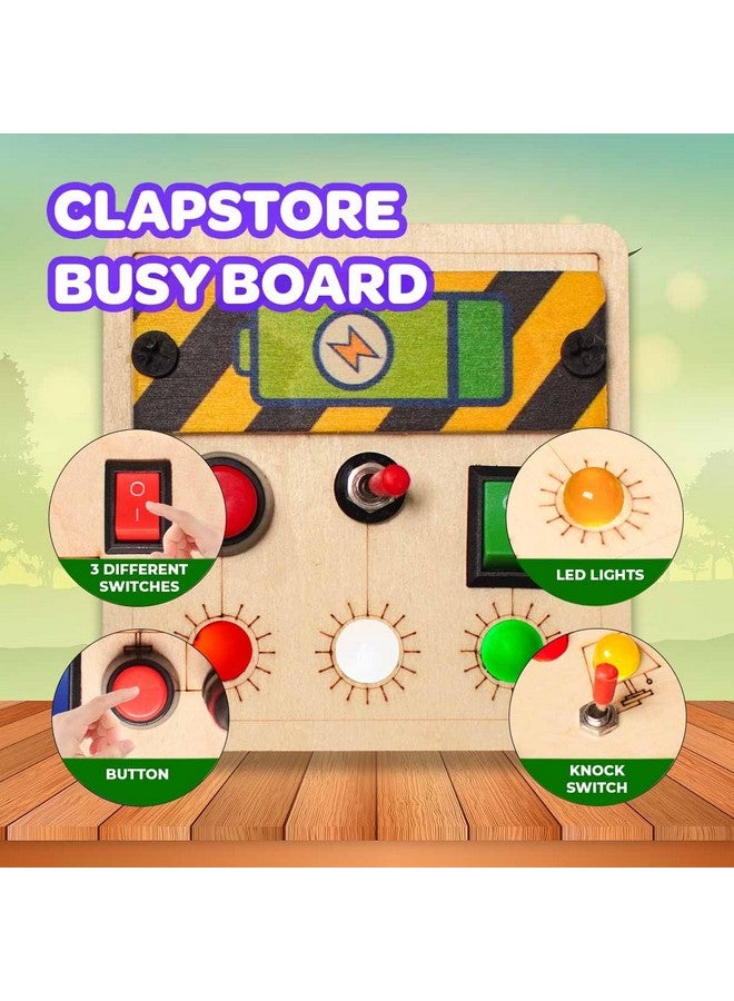 Clapstore Toys Portable Busy Board V4 for 1-6 Year Old Toddlers, Kids LED Light Toy Personalized Sensory Board Switch Box Spaceship Control Panel Montessori Baby Toy Activity Board (Pack of 1, 1)