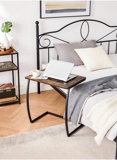 LINSY LINSY - Sofa Side End C Table, Mini Laptop Desk, Couch Table For Coffee, Snack, 56.8 L*35 W*62 H cm, Brown, Easy To Assemble  - Image 1