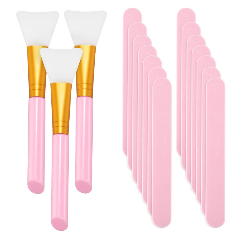 Patelai 15 Pieces Reusable Stir Sticks Sets Include 12 Pieces Resin Stirring Makeup Sticks and 3 Pieces Silicone Epoxy Brushes for Mixing Resin Epoxy Liquid Facial Cover Paint Making DIY(Pink) - Image 2