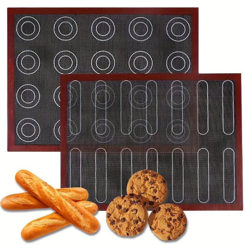 Non Stick Half Silicone Eclair Mat A-15.75x11.81 Inches Oven Liner For Baking Bread Pizza Pastry Cookies - Image 1