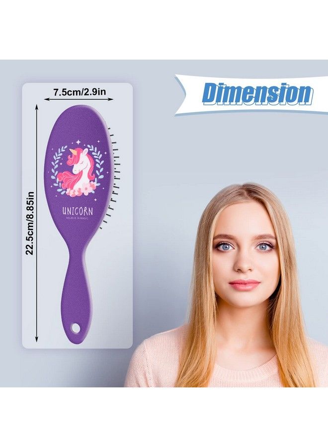 AhlsenL 4 Pack Detangler Hair Brushes Antistatic Massage Comb Hair Brush For Women Girls Curly Straight Long Or Short Hair (Unicorn) - Image 3