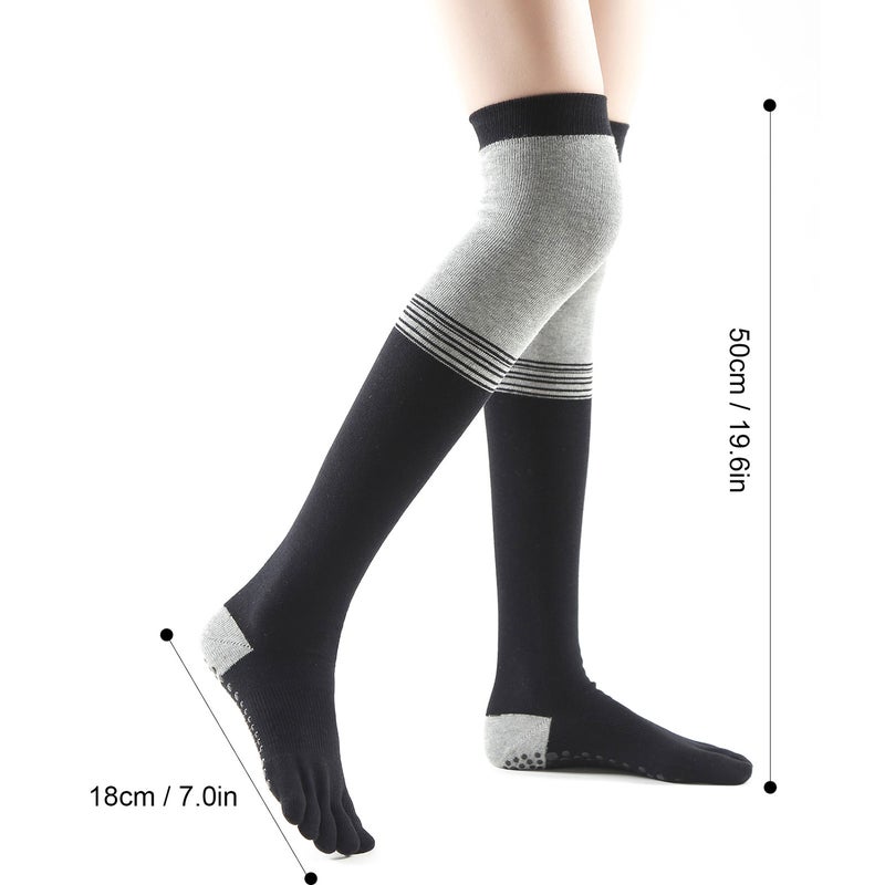 Women Thigh High Toe Socks Five Finger Striped Anti-slip Leg Warmer Dance Yoga Long Boot Stockings - Image 4