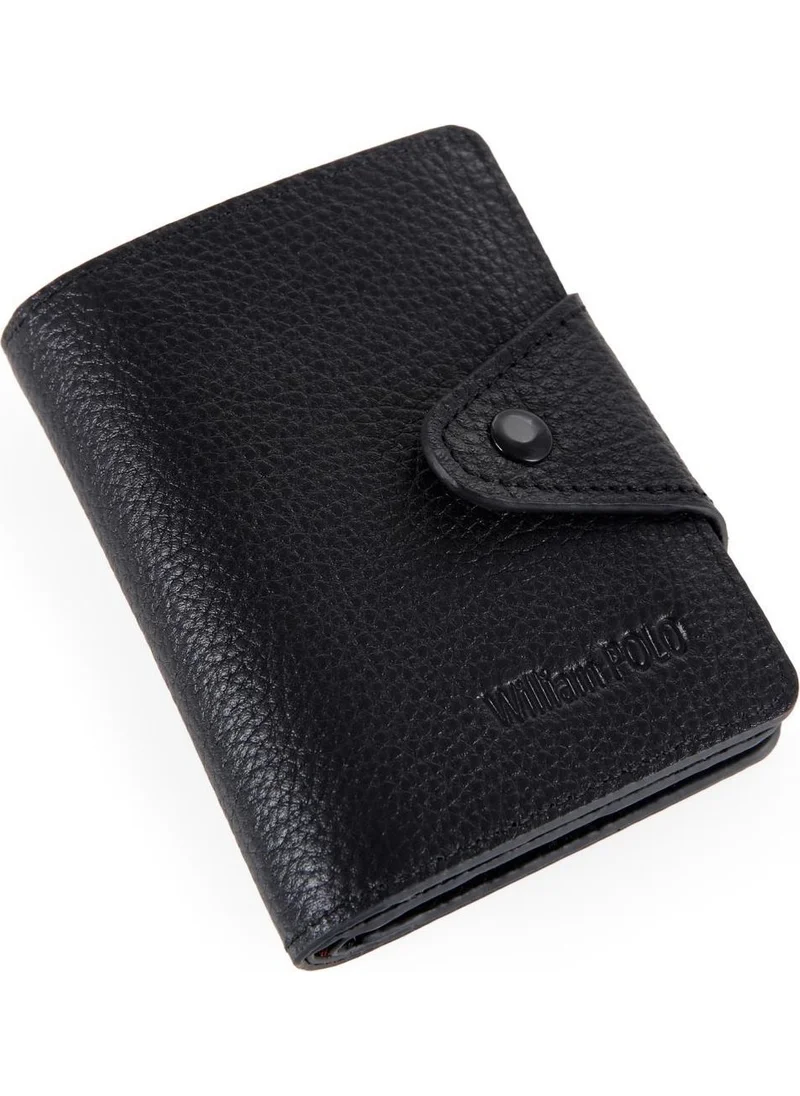 ستب وولفز Williampolo Elite Quality Black Genuine Leather Mini Men's Card Holder