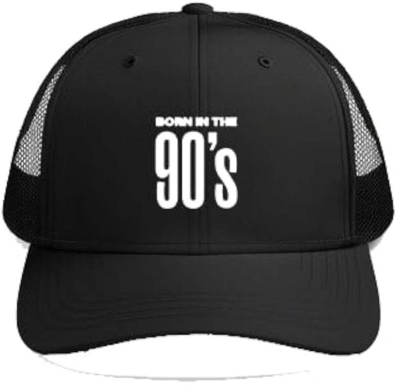 BORN IN THE 90 Plain unisex baseball cap Black