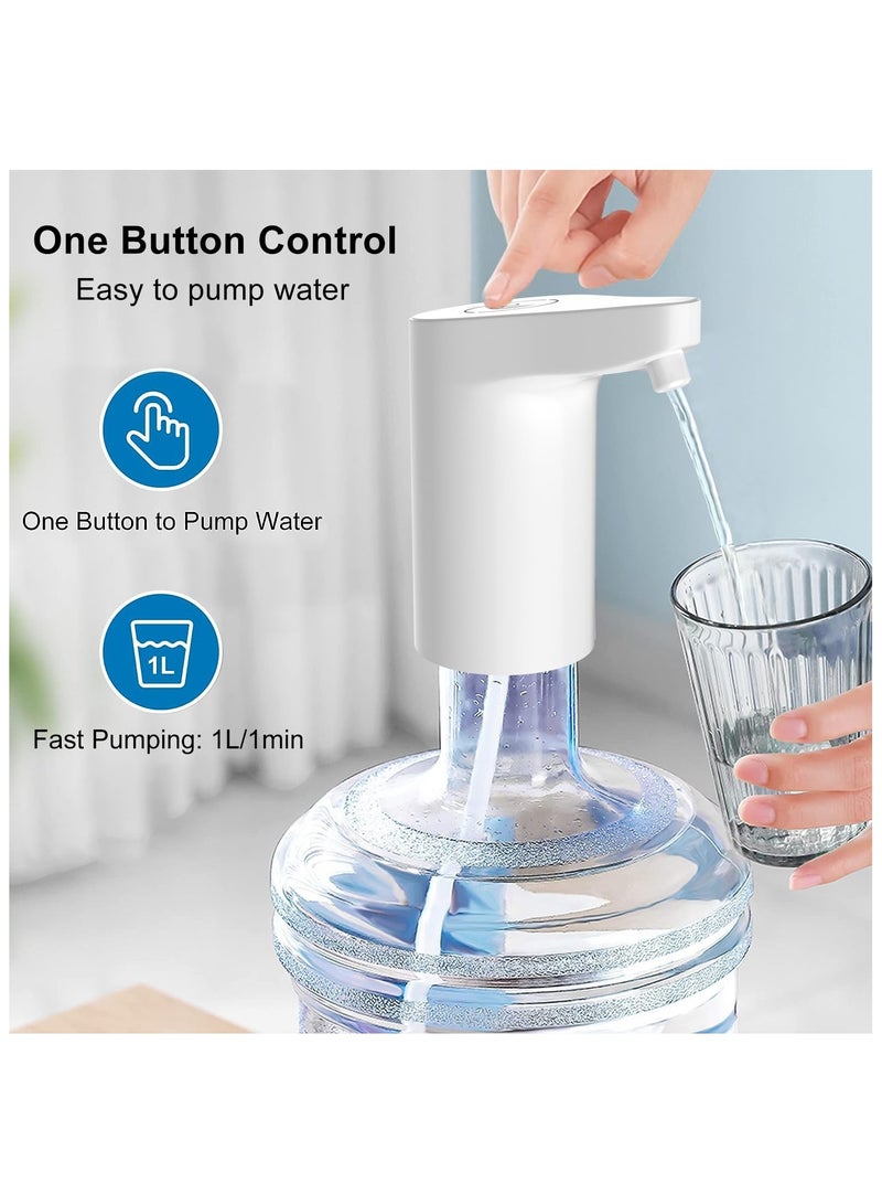 SUKILO Automatic Water Dispenser Pump – USB Rechargeable Electric Pump for 20L Bottle – Food Grade Portable Water Can Dispenser for Home & Office, White - Image 4