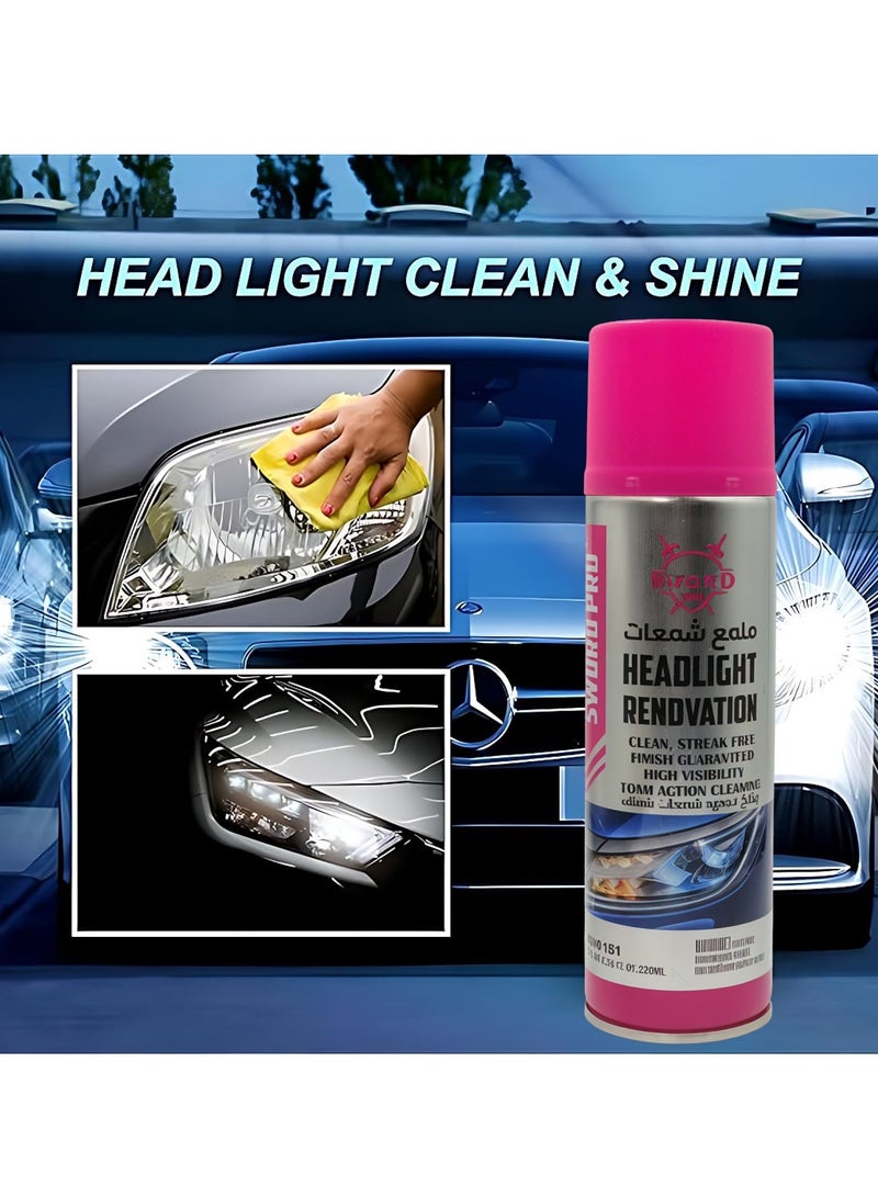 SWORD PRO 2-Piece Headlight Renovation Spray 220ml, Streak-Free Finish, High Visibility, Fast Action Cleaning for All Vehicle Headlights, SW0181 - Image 2