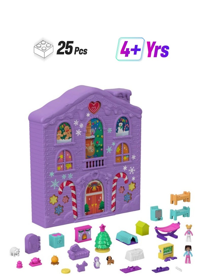 Advent Calendar, Winter House Design, 4 Floors With 8 Rooms, 25 Surprises To Discover, Great For Ages 4 Years Old & Up