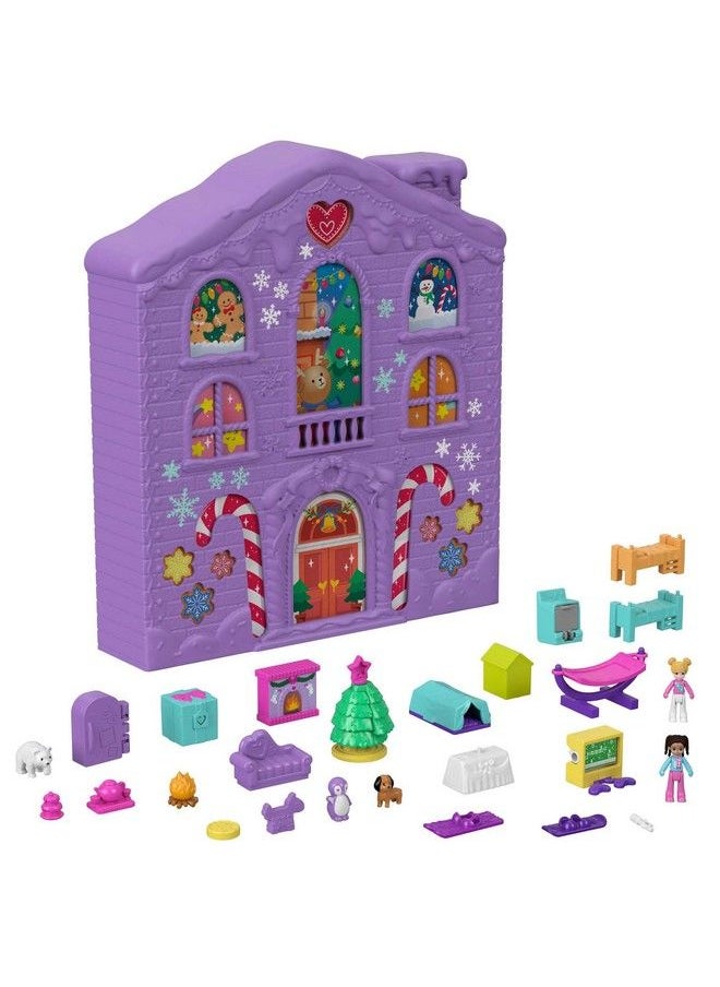 Polly Pocket Advent Calendar, Winter House Design, 4 Floors With 8 Rooms, 25 Surprises To Discover, Great For Ages 4 Years Old & Up  - Image 1