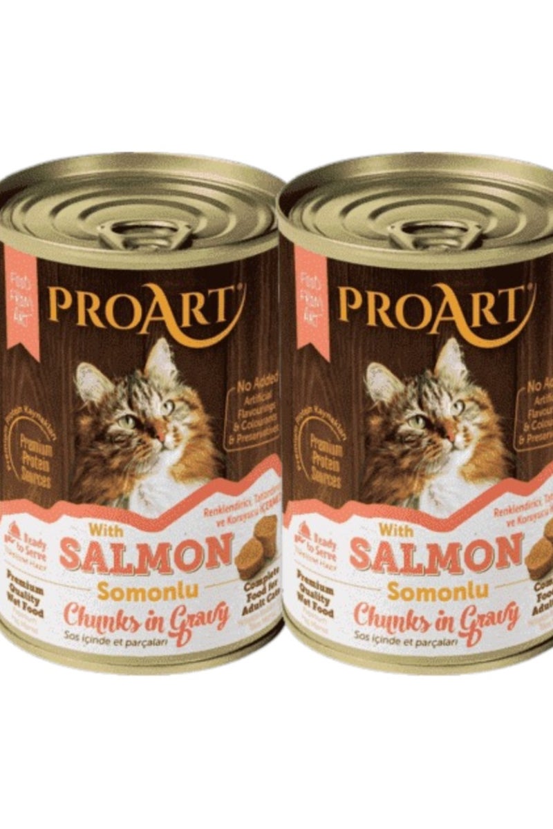 بروارت اكل قطط رطب طعام قطط رطب بنكهة قطع السالمون في الصوص للقطط البالغة - 2 × 400 جرام - طعام قطط رطب بتركيبة خالية من الإضافات - اكل قطط رطب عالي الجودة