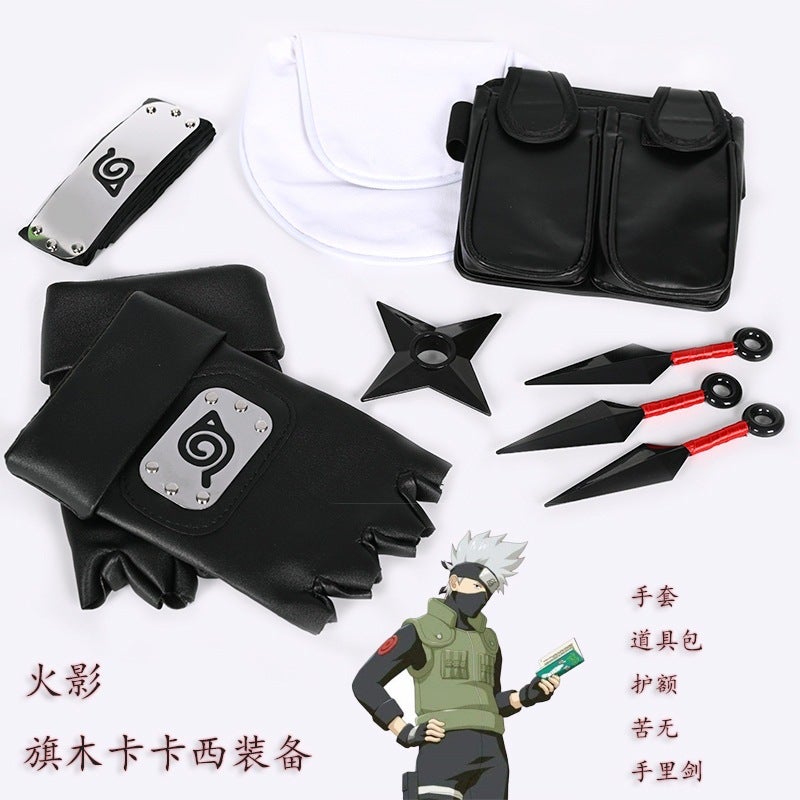 Ninja Suit Combination Assembled Flag Wood Role-Playing Kakashi Gloves Bitter Without Shuriken Headband - Image 3