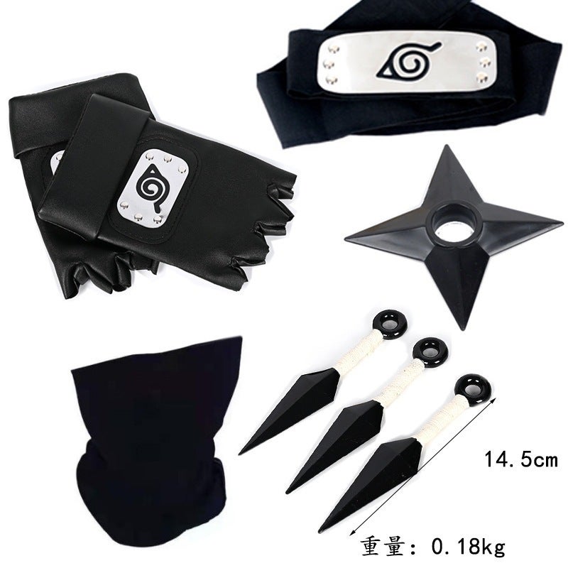 Ninja Suit Combination Assembled Flag Wood Role-Playing Kakashi Gloves Bitter Without Shuriken Headband - Image 2