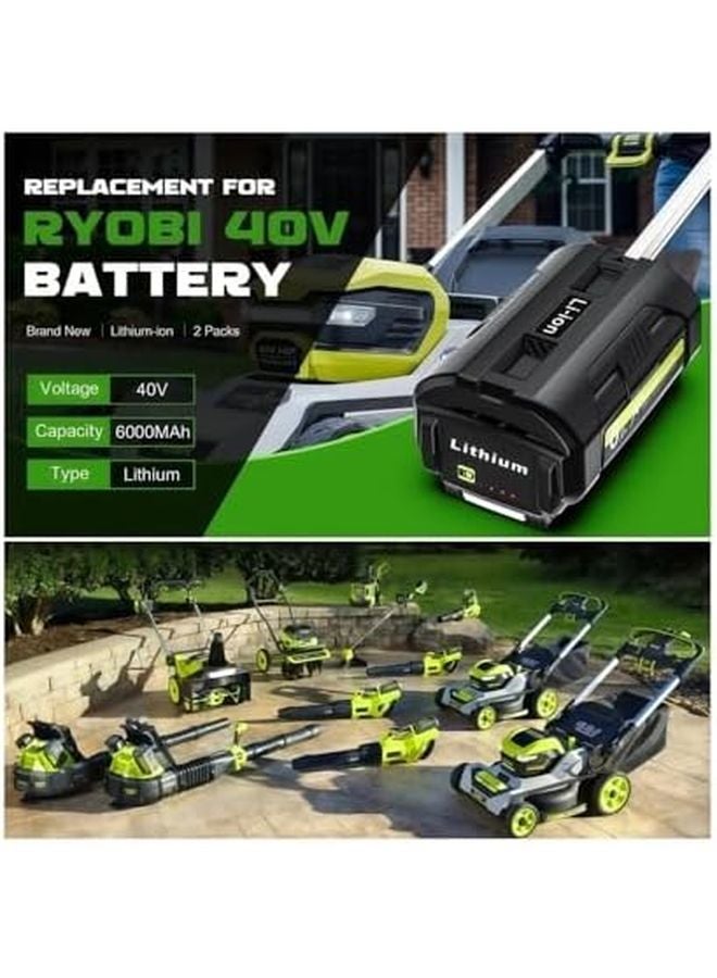 40V 6 0Ah Replacement Battery Compatible With Ryobi OP4026 OP4030 OP4050 OP4060A OP40201 OP40301 Power Tools 1 6 0AH - Image 4
