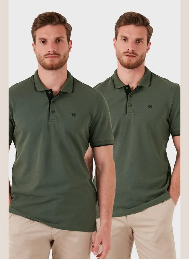 Buratti Cotton Slim Fit Buttoned 2-Pack Polo Collar T-Shirt Men's Polo Collar T-Shirt 5902118S2