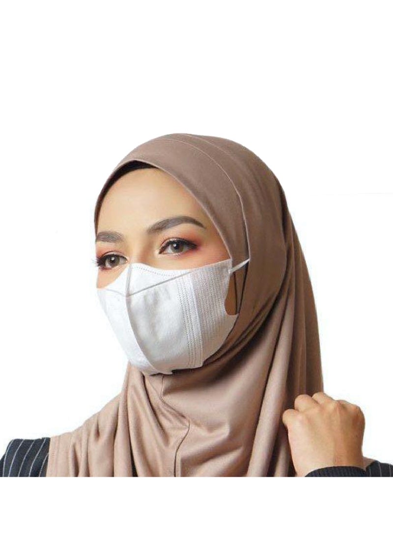 HEXAR 20 Pcs 3D Disposable Face Mask Unisex Adult's 3-Ply Filter Face Mask with Elastic Ear Loop - White - Image 1